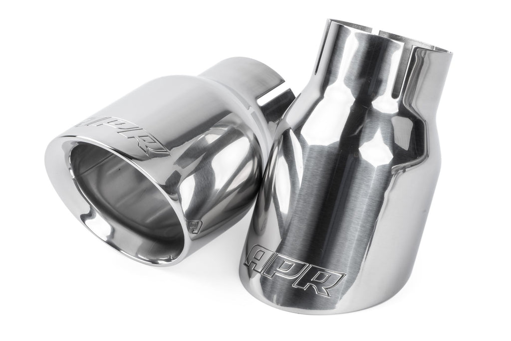 APR - APR DOUBLE WALLED SLASH CUT 3.5" TIPS. Polished Silver. - TPK0006 - German Performance