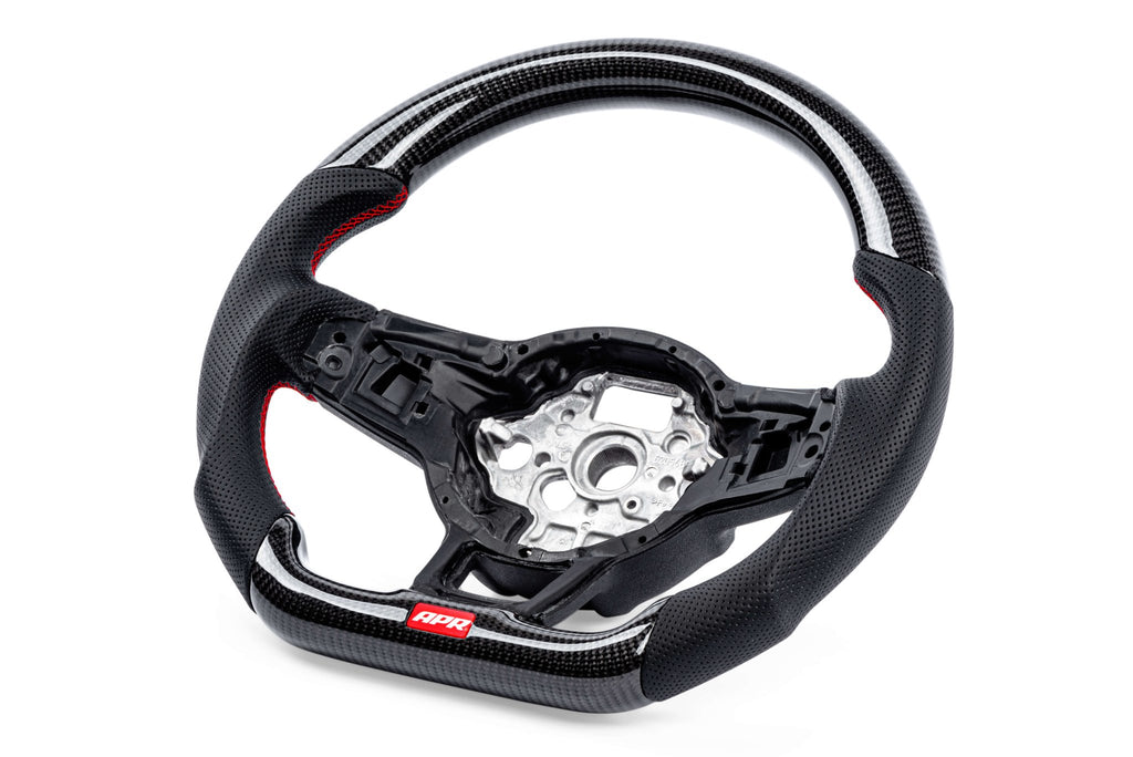 APR - APR STEERING WHEEL - CARBON FIBER & PERFORATED LEATHER - MK7 GTI - RED - MS100201 - German Performance